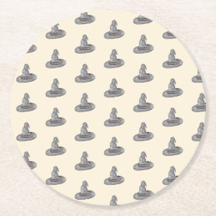 Posavasos Redondo De Papel Patrón de Halloween de Doodle Gorra de Brujas