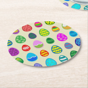 Posavasos Redondo De Papel Patrón de Huevos de Pascua