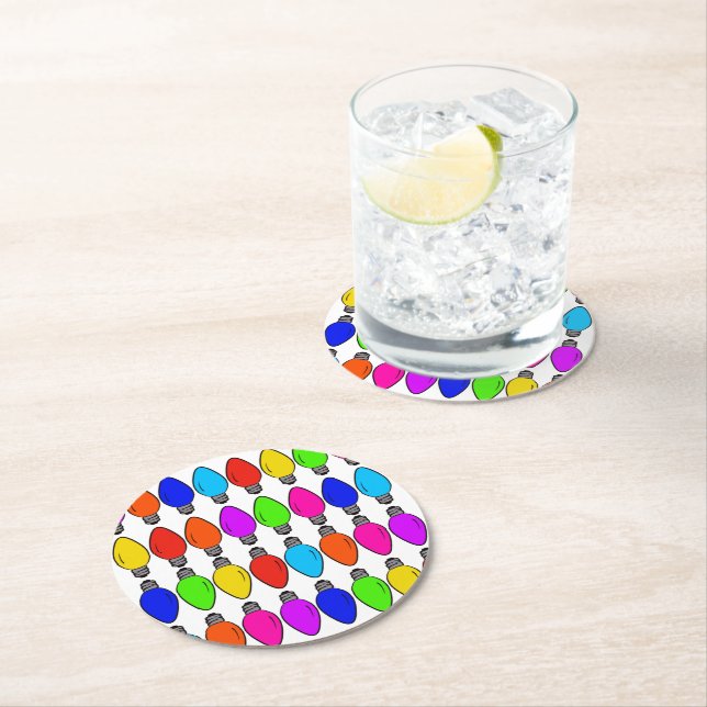 Posavasos Redondo De Papel Patrón de lámparas de navidad (In situ)