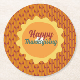 Posavasos Redondo De Papel patrón de pecado rústico de acción de gracias