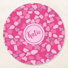 Posavasos Redondo De Papel Patrón de Piedra Rosa-