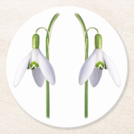 Posavasos Redondo De Papel Patrón de tela de Snowdrop.