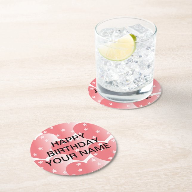 Posavasos Redondo De Papel Patrón Estrella Rosa Cuta (In situ)