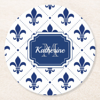 Posavasos Redondo De Papel Patrón Fleur-de-lis