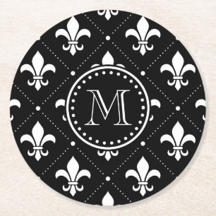 Posavasos Redondo De Papel Patrón Fleur De Lis