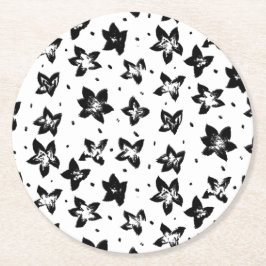 Posavasos Redondo De Papel Patrón floral reconstruido - Gótico acromático