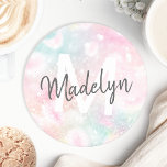 Posavasos Redondo De Papel Patrón Girly del Purpurina rosa de Glam Pastel<br><div class="desc">Personalice fácilmente este patrón purpurina de bokeh de color rosa con su nombre personalizado y/o monograma.</div>