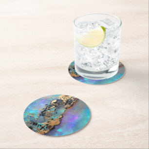 Posavasos Redondo De Papel Patrón Óptico Gem