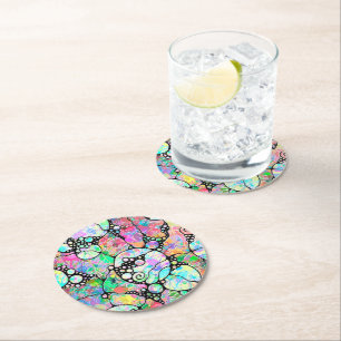 Posavasos Redondo De Papel Patrón Pintado A Mano Y Digitalmente Art. 31