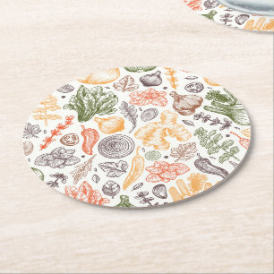 Posavasos Redondo De Papel Patrón vegetal de los jardines de cocina