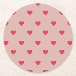 Posavasos Redondo De Papel Patrón Y2K De Corazón Retro Rosa Con Fondo Rosa