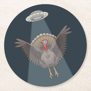Posavasos Redondo De Papel Pavo salvado por extraterrestres