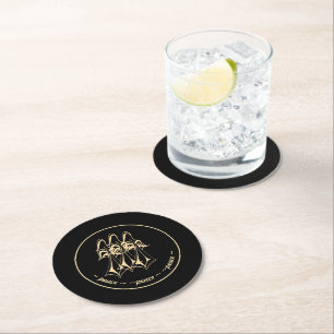 Posavasos Redondo De Papel ¡Paz! Angel Black Gold