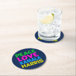 Posavasos Redondo De Papel Peace Love Kamala Harris<br><div class="desc">La Paz de Cute Ama a las galas de Kamala Harris por un demócrata progresista que ama los diseños políticos divertidos y coloridos. Vota por Kamala como presidente en las elecciones de 2024. Un diseño liberal divertido en colores brillantes.</div>
