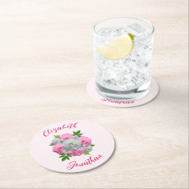 Posavasos Redondo De Papel Peony Bouquet Boda