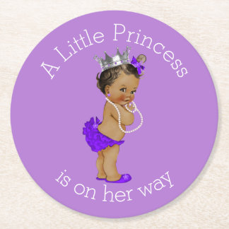 Posavasos Redondo De Papel Pequeña Princesa de la Étnica Vintage Baby Shower