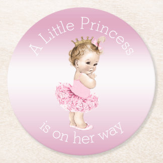 Posavasos Redondo De Papel Pequeña princesa rosada Ballerina Baby Shower