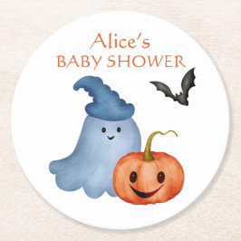 Posavasos Redondo De Papel Pequeño Boo Fantasma Halloween Baby Shower