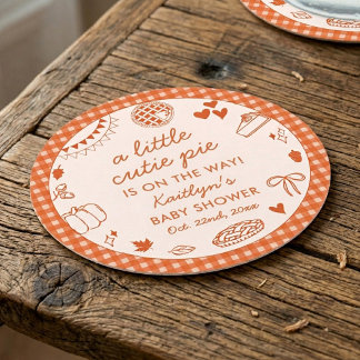 Posavasos Redondo De Papel ¡Pequeño Pastelito En Camino! Baby Shower de Otoño
