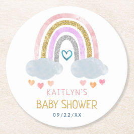 Posavasos Redondo De Papel Pequeño y bonito Baby Shower arcoiris