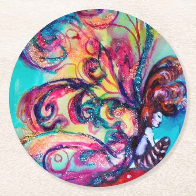 POSAVASOS REDONDO DE PAPEL PEQUEÑOS ELEMENTOS DE MUSHOROMS (Anverso)