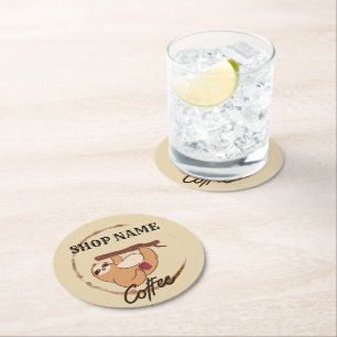 Posavasos Redondo De Papel Pereza de los animales café personalizado de té No
