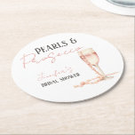 Posavasos Redondo De Papel Perlas y Prosecco Rubor ducha de novia rosa<br><div class="desc">Celebra el amor y el brindis a la futura novia con nuestra encantadora Pascua de Papel Redondo de Pearls y Prosecco Bridal. Este diseño elegante y minimalista marca la pauta para una aventura sofisticada, inspirada en la eterna combinación de perlas y champán. Con una delicada decoración de fiesta de perlas...</div>