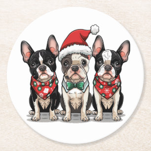 Posavasos Redondo De Papel Perros del Boston Terrier