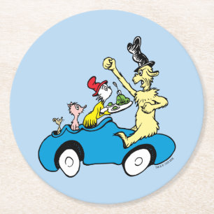 Posavasos Redondo De Papel Personajes de Huevos Verdes y Jamón de Dr. Seuss e