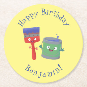 Posavasos Redondo De Papel Personajes de pincel y dibujos animados