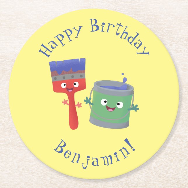 Posavasos Redondo De Papel Personajes de pincel y dibujos animados (Anverso)