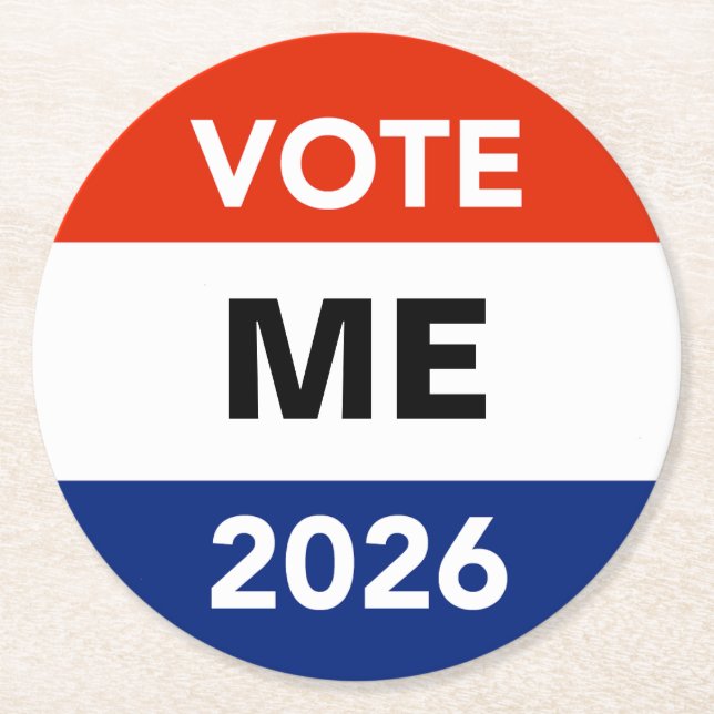 Posavasos Redondo De Papel Personal Vote 2026 Midterm Election Campaign (Anverso)