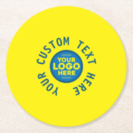 Posavasos Redondo De Papel Personalizable con tu texto o logotipo aquí