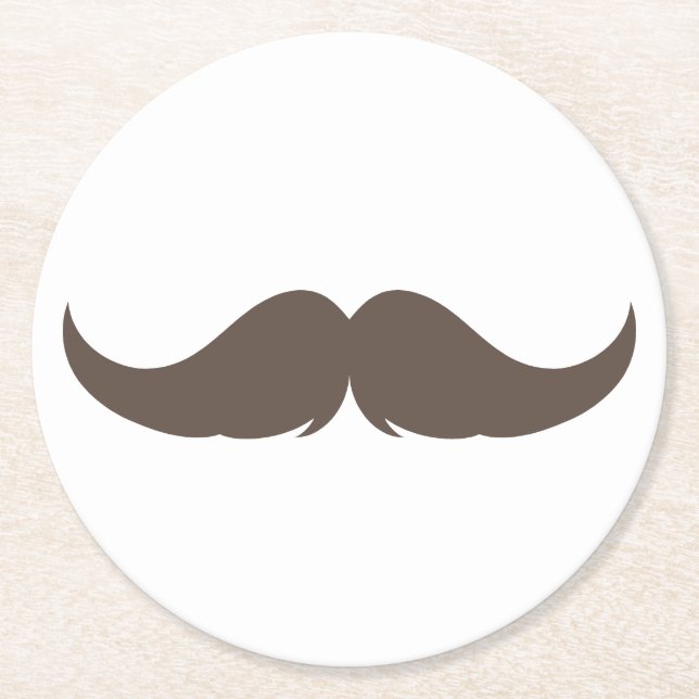Posavasos Redondo De Papel Personalizable Petite Handlebar Mustache (Anverso)