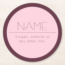Posavasos Redondo De Papel Personalizable Texto moderno con borde
