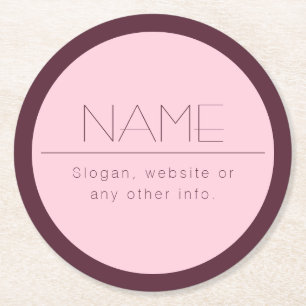 Posavasos Redondo De Papel Personalizable Texto moderno con borde