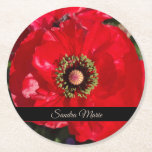 Posavasos Redondo De Papel Personalización de la flor de amapola roja<br><div class="desc">Personalización de la escoria de papel de la flor roja</div>