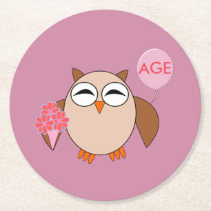 Posavasos Redondo De Papel Personalizado Age Birthday Owal Paper Coasters