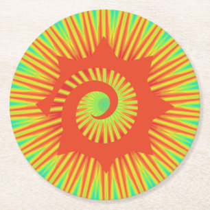 Posavasos Redondo De Papel Personalizado Colorful Red Spiral Paper Coasters