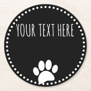 Posavasos Redondo De Papel Personalizado de impresión de garras de perro Text