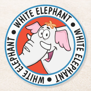 Posavasos Redondo De Papel Personalizado de intercambio de Elefantes Blancos