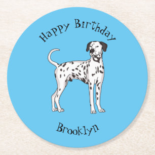 Posavasos Redondo De Papel Personalizado de perro dalmatiano