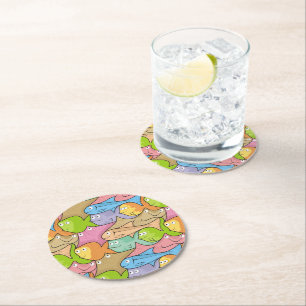 Posavasos Redondo De Papel Personalizado de pescado