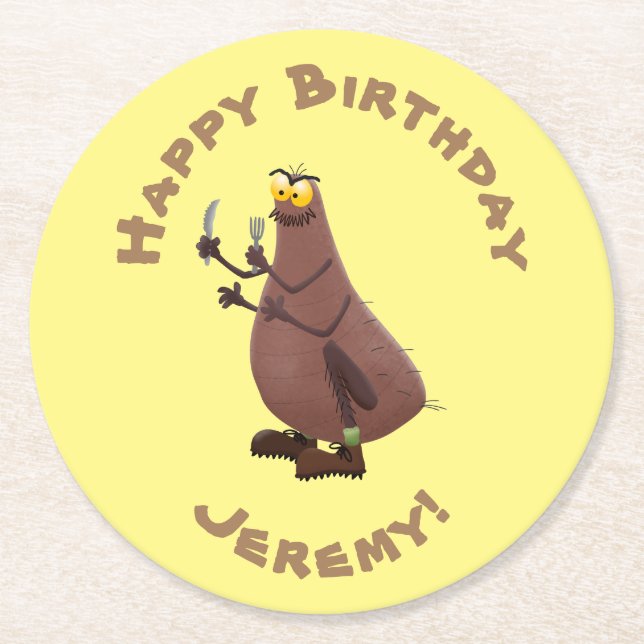 Posavasos Redondo De Papel Personalizado de pulgas fea hambrienta (Anverso)