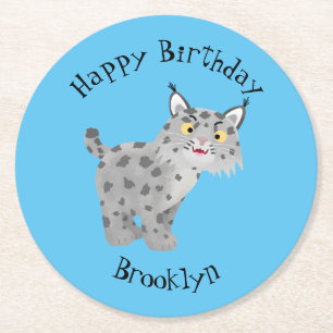 Posavasos Redondo De Papel Personalizado del lince del bobcat medio