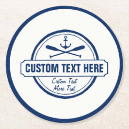 Posavasos Redondo De Papel Personalizado Lake, Beach House y Boat Nautical An