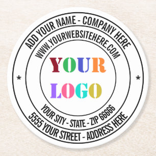Posavasos Redondo De Papel Personalizado Logotipo Compañía Mensajes de texto