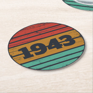 Posavasos Redondo De Papel Personalizado ochenta años de 80 años