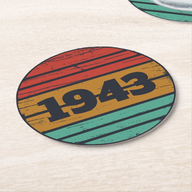 Posavasos Redondo De Papel Personalizado ochenta años de 80 años (En perspectiva)