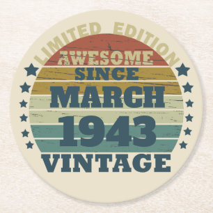 Posavasos Redondo De Papel Personalizado ochenta años de 80 años